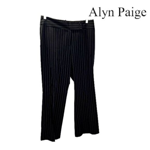 Alyn Paige Women's Straight Wide Legs Pinstripe Dress Pants for‎ Office - Picture 1 of 6